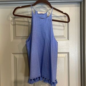 Tory Burch Blouse / Sz 2 / Beautiful blue tank top with fringe detail
